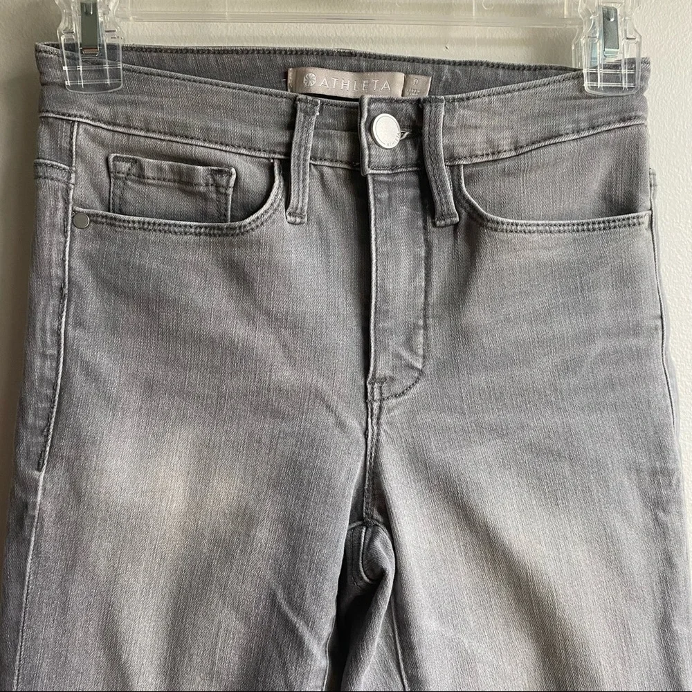 Athleta Sculptek Grey Raw Hem Stretch Denim Jeans